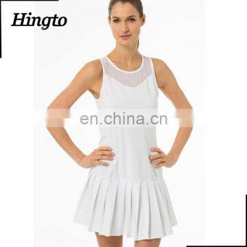 2016 custom design plain white pleated tennis dress women wholesale