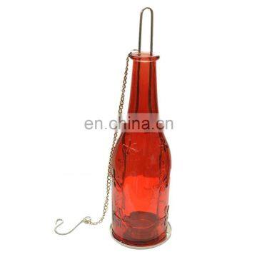 Ratna Handicrafts Glass Bottles Shaped Candle Holder Stand - Orange-Red