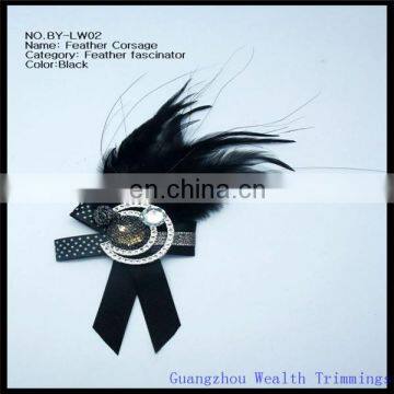 all black feather fascinator/feather corsage