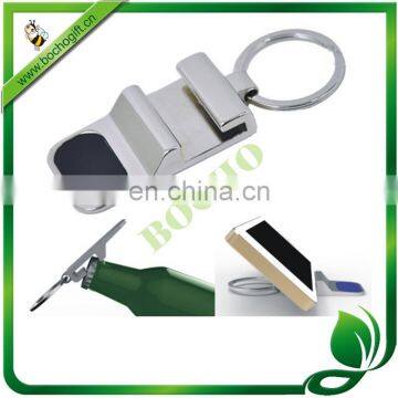 Metal keyring with mobile support and opener, Metal mobile phone stander ring, Metal keychain for mobile holder and opener