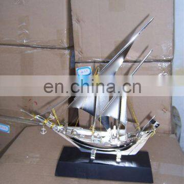 Ferry 3d Metal Ship Model, Silver Metal Ship Model on Clear Crystal Base Souvenir Gifts