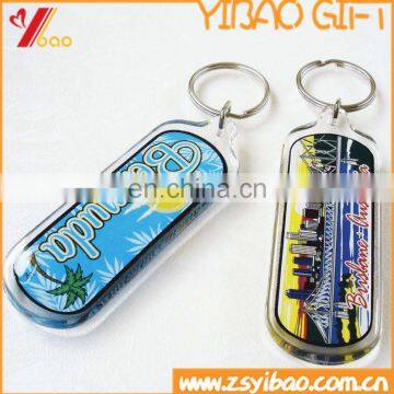 Custom Acrylic plastic key chain with paper printing / clear plastic chain