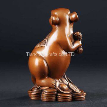 Bronze Zodiac Rat Statue 2020, Rat Statue Standing on Gold Coins Means Bring You More Money photo-4