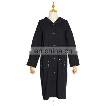 TWOTWINSTYLE Patchwork Rivet Women's Windbreaker Hooded Long Sleeve Oversize Casual Long Trench