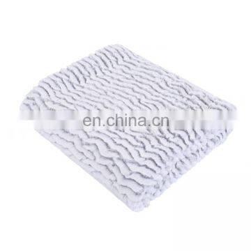 High quality ultra soft brushed cutting wave pattern pv fur flannel blanket for bedding room