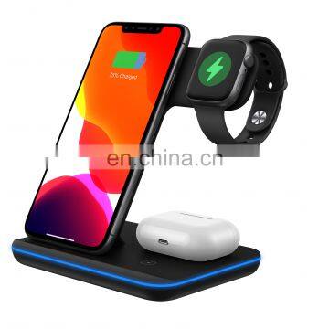 Wireless Charger Stand 3 in 1 15W Wireless Charger Device for Mobile Phone smart watch and TWS earphone