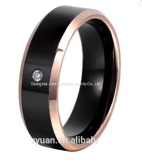 Tire pattern brushed grooved tungsten gold ring