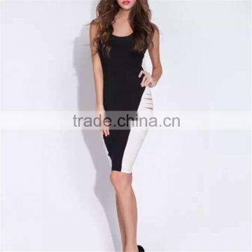 hot selling new style sexy black and white backless bandage dress