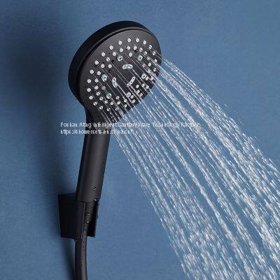 NEW IT-P005 Luxury Black Rain Shower Sets With Bracket Chrome Colour 3 Functions Foshan Factory photo-3