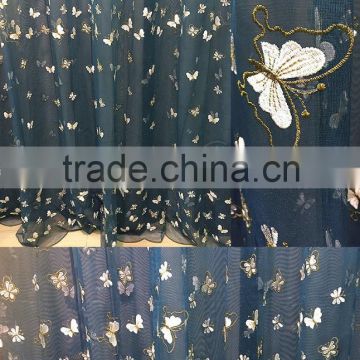 organza polyester jacquard curtain butterfly curtain for girl's bedroom