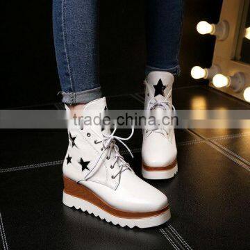 Fujian Factory Customize Lace up Thick Sole High Neck Sport Shoes With Stars photo-4