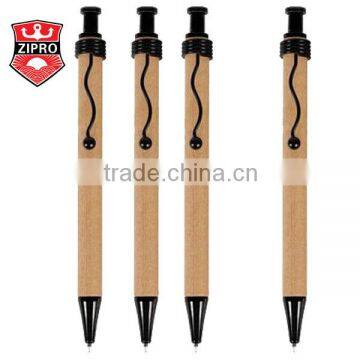 Promotional colorful clip ballpoitn pen advertise kraft paper pen