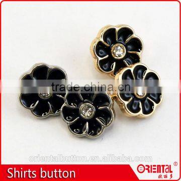11.5mm Flower Rhinestone Enamel Plating Metalic Shirts Button photo-2