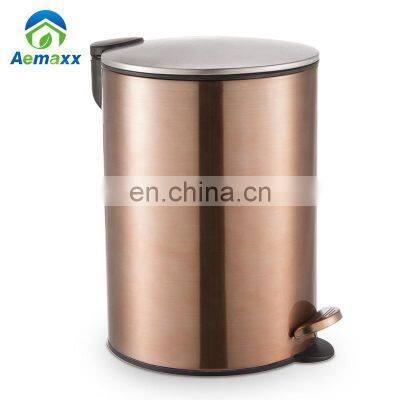 Household kitchen color rose gold pedal waste bin