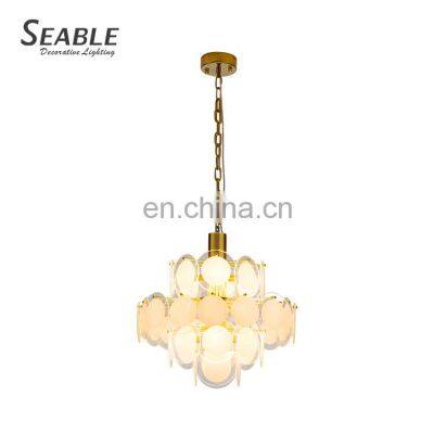 Modern Design Residential Decoration Fixtures Home Cafe Metal Luxury Glass Pendant Light