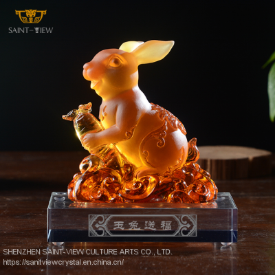 Crystal New Years Souvenir Hallway Decor High Quality Craft Rabbit Manufacturer photo-4