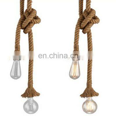 Cheap Hemp Rope Pendant Lamp Handmade Vintage With Pair Bulbs Rural Edison Bulb Lamp