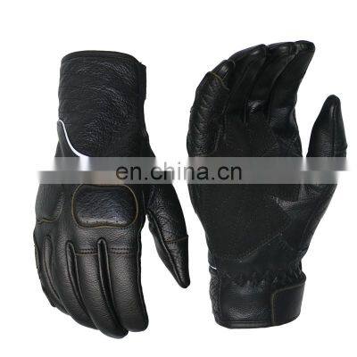 Men's Vintage Goatskin Leather Motorcycle Riding Gloves Gel Padded Hand Protective Safety Racing Glove Waterproof Bicycle Gloves