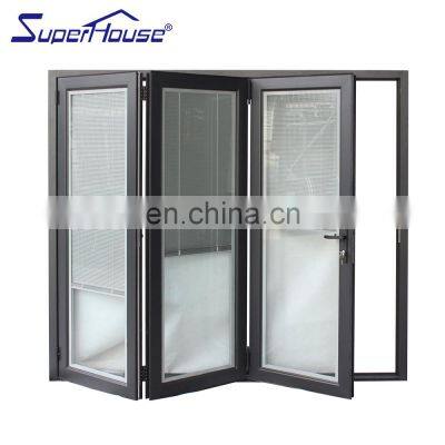 Superhosue Hot selling exterior glass aluminum aluminium bi fold door at the wholesale price