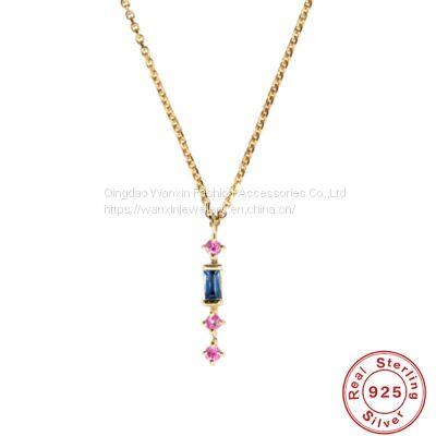 S925 sterling silver long quality zircon collar chain