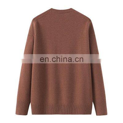 Custom Design Women's Oversized Round Neck Knit Tops Plus Size Casual Solid Pattern Cashmere Sweater Pullover Winter ODM Supply photo-2