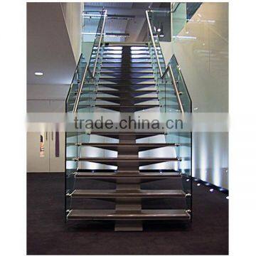N119 Creater House Wood Glass Stairs, Manufacturer Customied Glass Staircase, Hot Sale Straight Floating Glass Wood Stairs Quality Choice photo-6