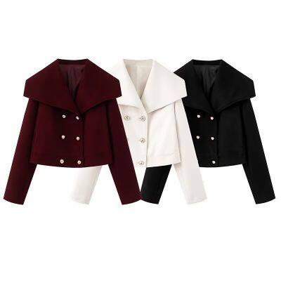 2025 New European and American Cross border Women's Clothing Street Fashion Casual Woolen Jacket Coat