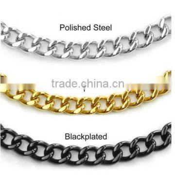 New Arrive Crucible High-polish Stainless Steel Large Link Curb Chain Necklace