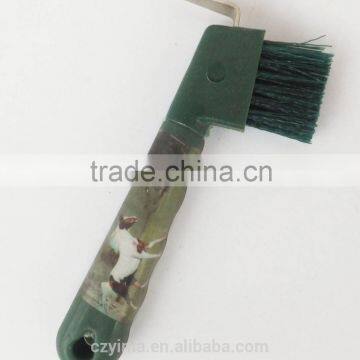 green soft touch hoof pick with running horse image