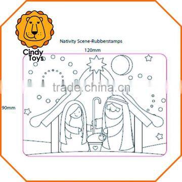 Wooden Rubber Stamps Nativity Scene 1 Pcs for Christmas photo-3