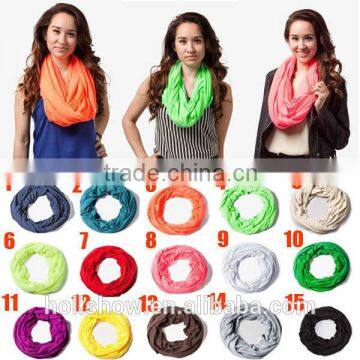 Soft Polyester Neon Soild Color Circle Infinity Scarf