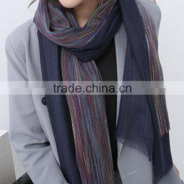 Wholesale Latest Colorful Striped Cotton Viscose Woman Shawl Scarf