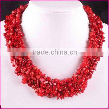 NE2126 Fashion coral gemstone chip necklace