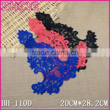 Factory Cheap 8*11.1" Water Suloble Floral Nylon Knitting Embroidery DIY Royal Blue Lace Collar Neck Design