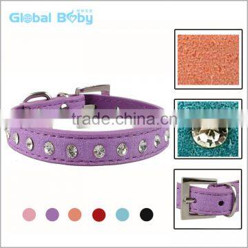 Bling Rhinestone Dog Crystal Diamond Suede Leather Pet Collars