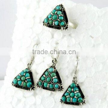 Amazing Created !! Turquoise 925 Sterling Silver Jewellery Set, Gemstone Silver Jewellery photo-5