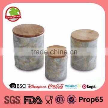 Wholesale Ceramic White Marble Finish Canister With Lid