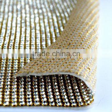 Best Price Hot fix Crystal Trimming, 120*45cm Hot fix Rhinestone Roll Mesh,Metal Setting Rhineston,Iron on Diamond Net Trims