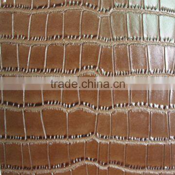 crocodile embossed pattern polished pvc artificial leather for bags shoes and decrative