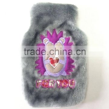 Customized High Quality Cute Hedgehog Embroidery Plush Hot Water Bottle Cover