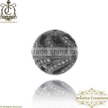 Diamond Custom Bead Ball Jewelry, Diamond Pave custom size Findings, 925 Silver Bead Ball Jewelry, Wholesale Finding Jewelry