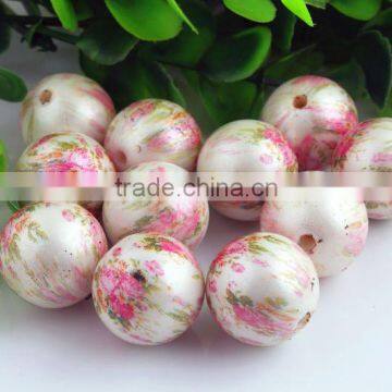 Wow!!! DIY Chunky necklaces acrlic 20mm colorful round matte pearl print flower bubblegum ball beads for kids jewelry making!