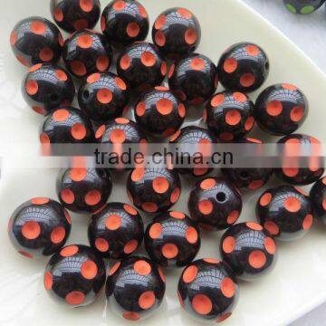 Wow!! Halloween Orange Color beads Wholesale Chunky Resin Polka Dot Beads for jewerly making !