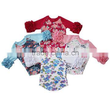 Hot sale baby shirt pretty design girls ruffle tops icing ruffle sleeve for kids