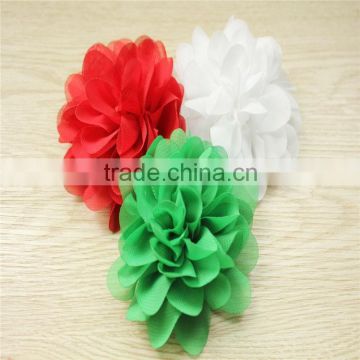 Chic Shabby Flowers/Christmas Scallop Shabby Rose Trim/Patriotic Shabby Chiffon Flowers