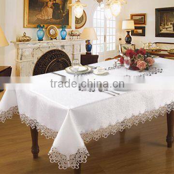 2016 fashionable polyester lace white table cloth