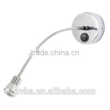 Facotry SALE 3W led wall sconce light for hotel indoor lighting with flexible gooseneck