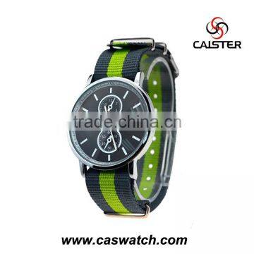 New arrival Top-selling ultra-thin nylon strap watch, black watch face with two small eyes, slim case three-color fabric watch