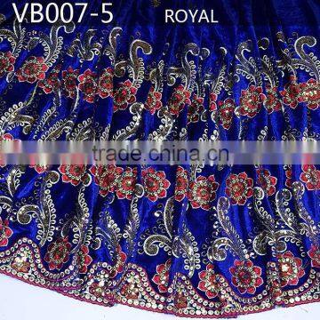 royal blue velvet lace fabric embroidered african fabrics velvet fabric VB007-5