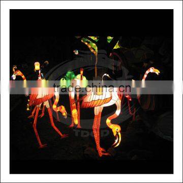 Chinese silk red-crowned crane lantern